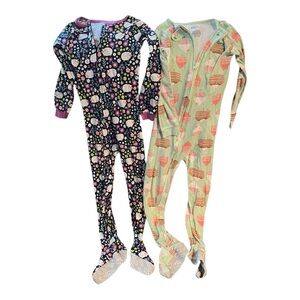 Lot of 2 Carter's Footie Pajamas 5T Full Zip Girls Unisex Sleeper Cupcake Sheep